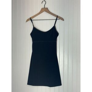 Y2K Rampage Black Velvet Mini Slip Dress Spaghetti Strap Medium 90s Coquette M